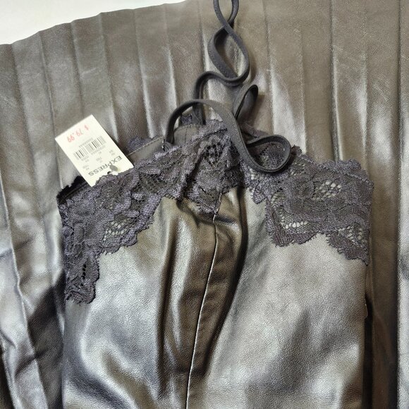 Express Faux Leather Pleated MidiDress - Picture 4 of 6